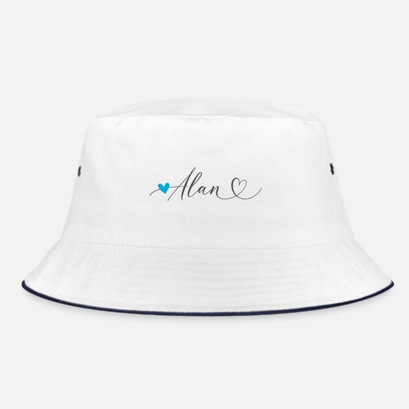 Alan Name First Name Calligraphy Heart Bucket Hat