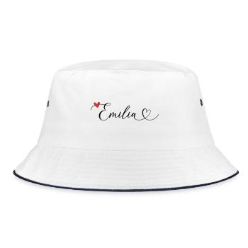Emilia Nom Prénom Calligraphie Coeur - Bob - blanc/marine - Devant