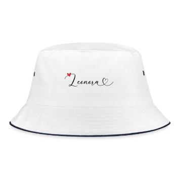 Leonora Last name First name Calligraphy heart - Bucket Hat - white/navy - Front
