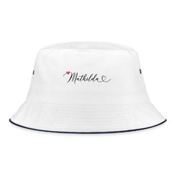 Mathilda Name Vorname Kalligrafieherz - Bucket Hat - Weiß/Navy - Vorne