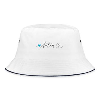 Anton Last name First name Calligraphy heart - Bucket Hat - white/navy - Front