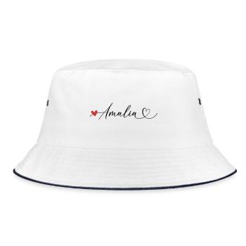 Amalia Last name First name Calligraphy heart - Bucket Hat - white/navy - Front