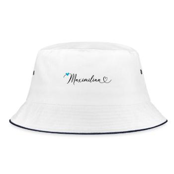 Maximilian Last name First name Calligraphy heart - Bucket Hat - white/navy - Front