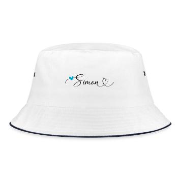 Simon Nom Prénom Calligraphie coeur - Bob - blanc/marine - Devant