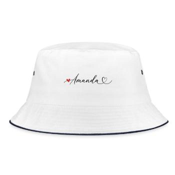 Amanda Last name First name Calligraphy heart - Bucket Hat - white/navy - Front