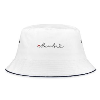 Alexandra Last name First name Calligraphy heart - Bucket Hat - white/navy - Front