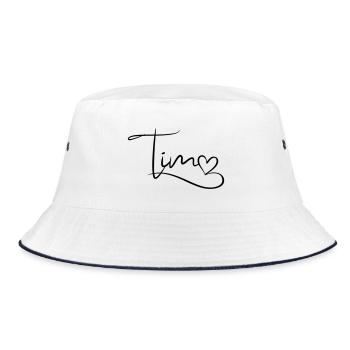 Tim Name First Name Heart Decor - Bucket Hat - white/navy - Front