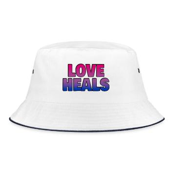 Love Heals Bi Flag Colors - Bucket Hat - white/navy - Front