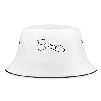 Elias Surname First Name Heart Decor - Bucket Hat - white/navy - Front