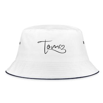 Tom Last Name First Name Heart Decor - Bucket Hat - white/navy - Front