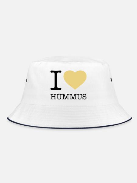 I LOVE HUMMUS - Bucket Hat - white/navy - Front