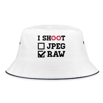 I Shoot – Fotografie Kamera Fotograf - Bucket Hat - Weiß/Navy - Vorne