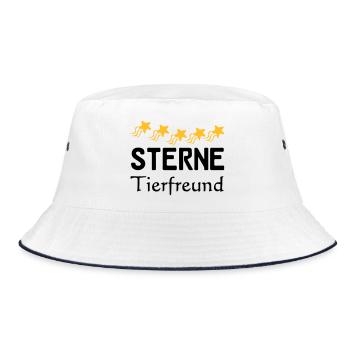 Sterne Tierfreund Geschenk - Bucket Hat - Weiß/Navy - Vorne