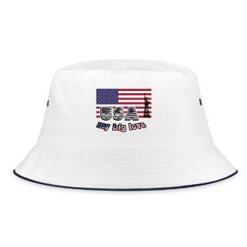Big Love USA, USA, Liebe, Amerika, Geschenk - Bucket Hat - Weiß/Navy - Vorne