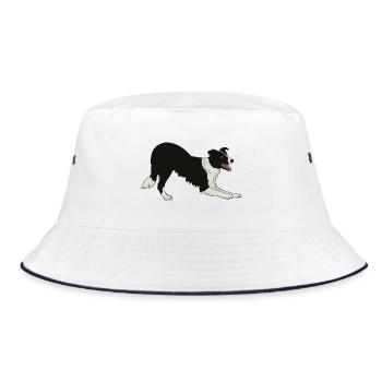 Border Collie - Bucket Hat - Weiß/Navy - Vorne