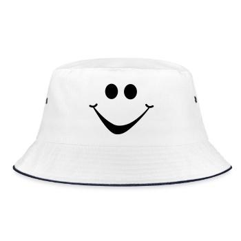 smiley1 - Bucket Hat - Weiß/Navy - Vorne