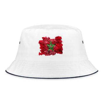Maroc Drapeau Vintage - Bob - blanc/marine - Devant
