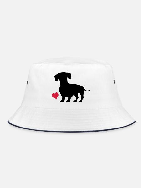 dachshund - Bucket Hat - white/navy