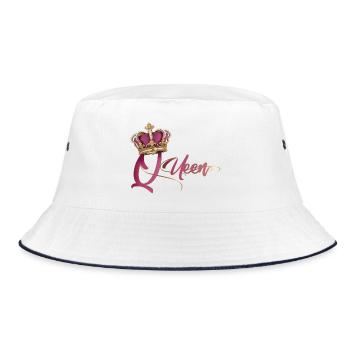 THE QUEEN - Bucket Hat - white/navy - Front