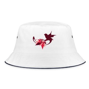 Fantasy bird's nest made of leaves with a bird - Bucket Hat - white/navy - Front