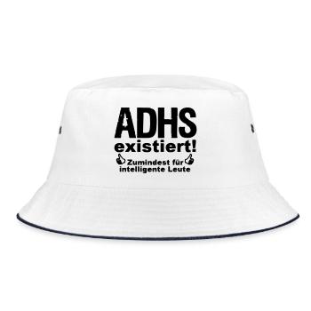 ADHS Spruch hyperaktiv Medizin Geschenk - Bucket Hat - Weiß/Navy - Vorne