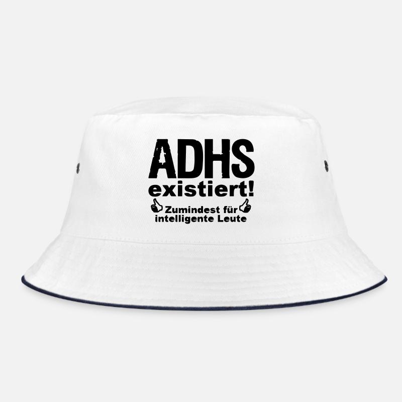 ADHS Spruch hyperaktiv Medizin Geschenk - Bucket Hat - Weiß/Navy
