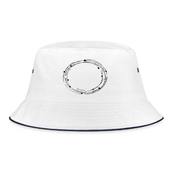 Decorative oval with hearts - frame background - Bucket Hat - white/navy - Front