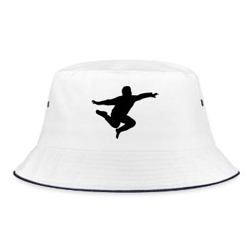 springender junge - Bucket Hat - Weiß/Navy - Vorne
