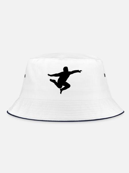springender junge - Bucket Hat - Weiß/Navy - Vorne