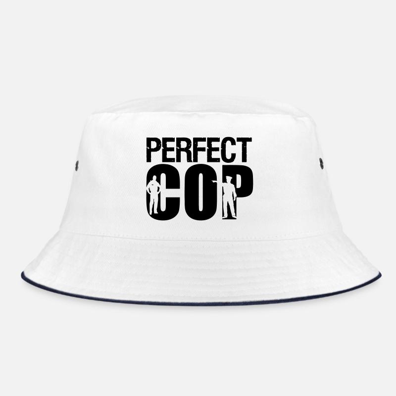 Perfect Cop Polizei Polizist Beruf Spruch Geschenk - Bucket Hat - Weiß/Navy