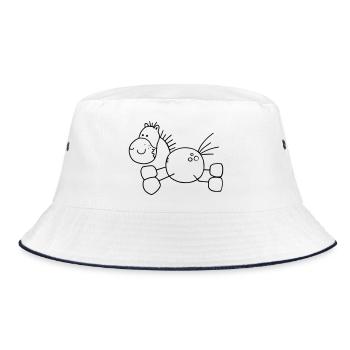 Thick Cartoon Horse - Pony - Horse - Bucket Hat - white/navy - Front