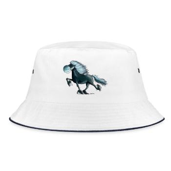 "Power Tölter" - Isländer - Isi - Islandpferd - Bucket Hat - Weiß/Navy - Vorne