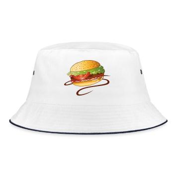Burger Fast Food Junk Snack BBQ BBQ - Bucket Hat - white/navy - Front
