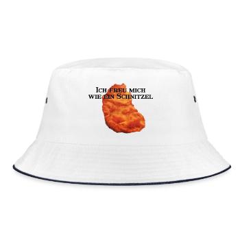 Ich freu mich wie ein Schnitzel rework - Bucket Hat - Weiß/Navy - Vorne