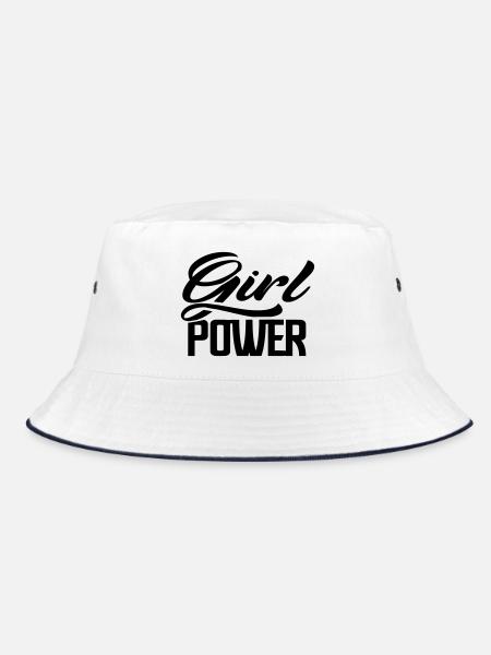 girlpower - Bucket Hat - Weiß/Navy - Vorne