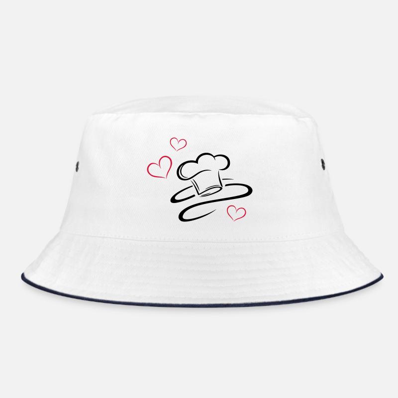 Cook, logo, chef hat with three hearts. Bucket Hat