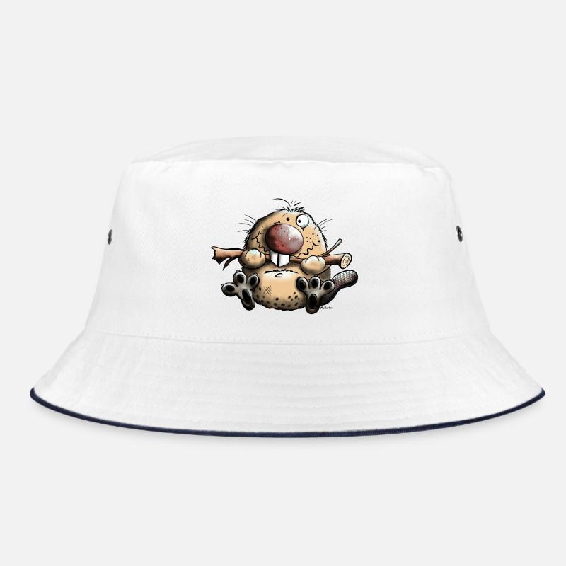 Lustiger Biber - Bucket Hat - Weiß/Navy