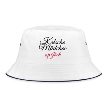 Kölsche Mädcher op Jöck Mädchen aus Köln unterwegs - Bucket Hat - Weiß/Navy - Vorne