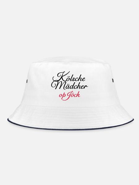 Kölsche Mädcher op Jöck Mädchen aus Köln unterwegs - Bucket Hat - Weiß/Navy - Vorne