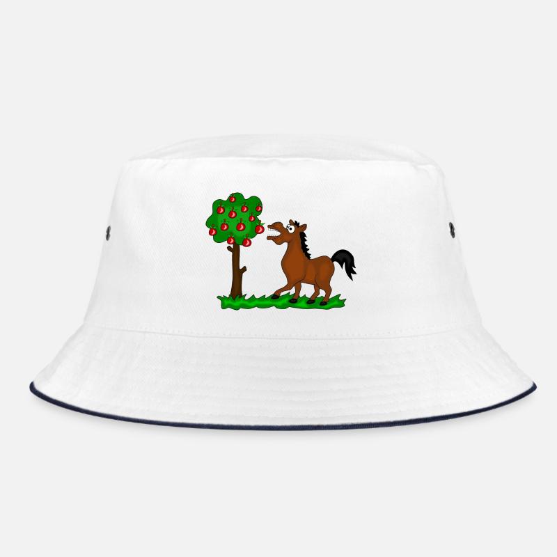 pferd baum - Bucket Hat - Weiß/Navy