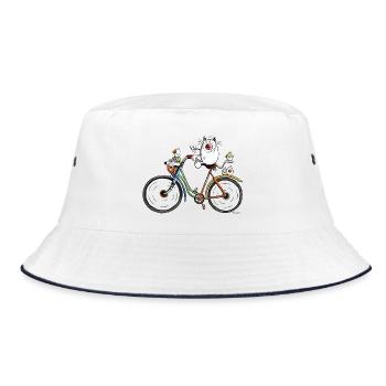 Cat is cycling - Bucket Hat - white/navy - Front