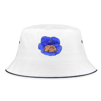Reh in Bluete - Bucket Hat - Weiß/Navy - Vorne