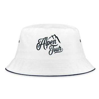 alpen tour - Bucket Hat - Weiß/Navy - Vorne
