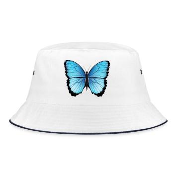 papillon bleu dessiné à la main et coloré - Bob - blanc/marine - Devant