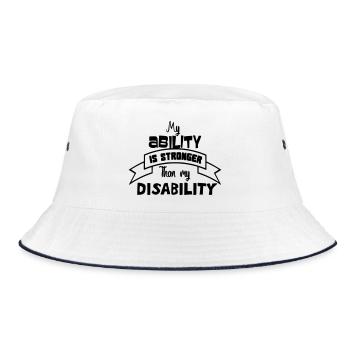 A disabled person is stronger than his disability # - Bucket Hat - white/navy - Front