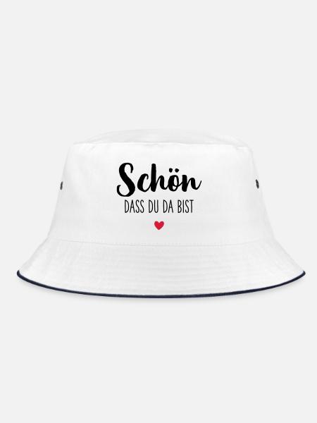 Schön dass du da bist Herz - Bucket Hat - Weiß/Navy