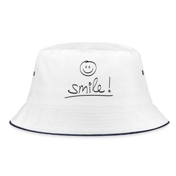 Manuscrit « SMILE ! » avec visage rieur - Bob - blanc/marine - Devant