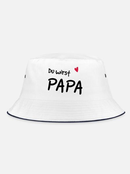 Du wirst Papa - Bucket Hat - Weiß/Navy - Vorne