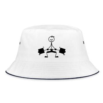Weight training weight lifts logo, emblem - Bucket Hat - white/navy - Front