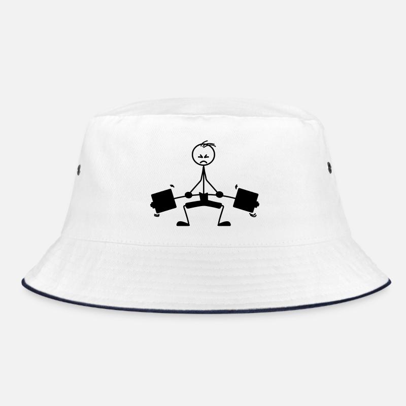 Weight training weight lifts logo, emblem - Bucket Hat - white/navy
